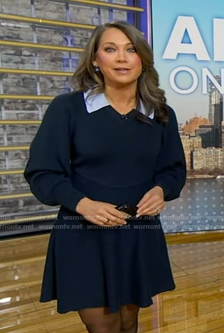 Ginger's navy collared sweater dress on Good Morning America