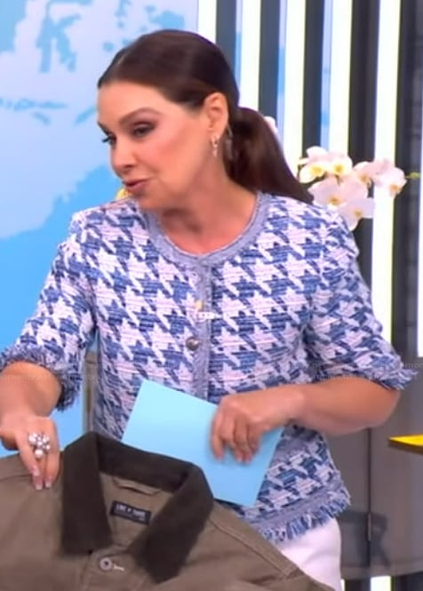 Gretta Monahan's houndstooth short sleeve jacket on The View