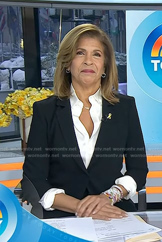 Hoda's black ruched sleeve blazer on Today