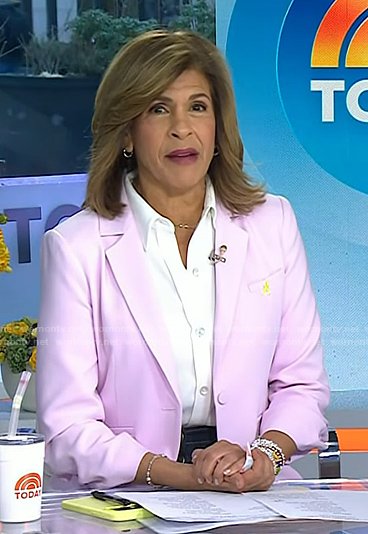 Hoda's pink ruched sleeve blazer on Today