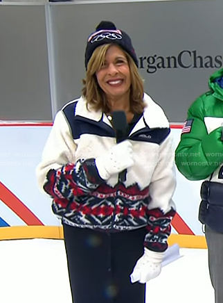 Hoda's white print fleece jacket on Today