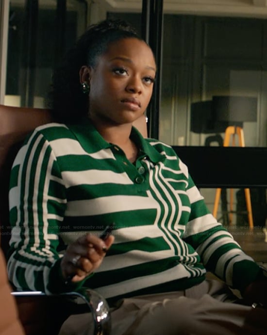 Izzy's green stripe polo sweater on The Lincoln Lawyer