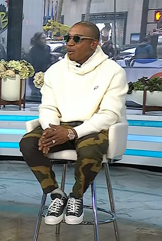 Ja Rule's white knit hoodie on Today