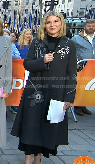 Jenna's grey floral embroidered coat on Today