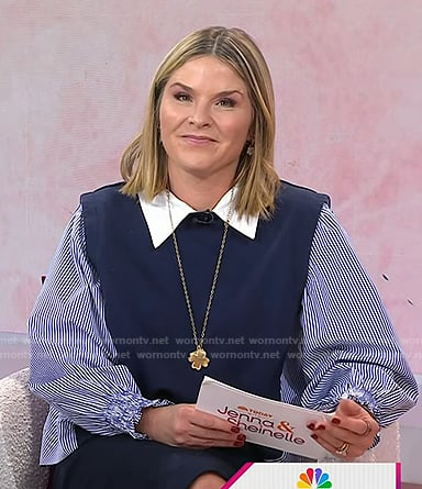 Jenna's navy stripe mixed media top on Today