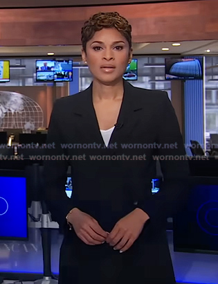 Jericka's black pleated blazer dress on CBS Evening News