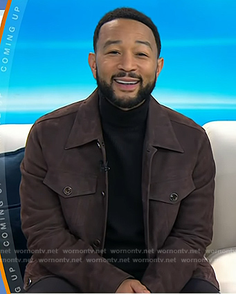John Legend's brown suede trucker jacket on Today