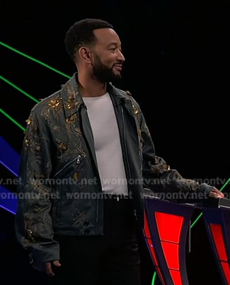 John Legend's grey embellished jacket on The Voice
