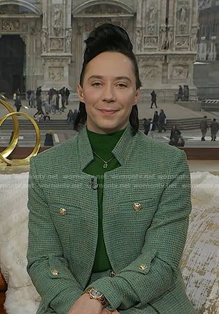 Johnny Weir's green tweed jacket and pants on Today
