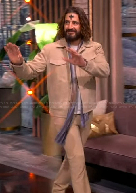 Jonathan Roumie's khaki jacket and pants on The View