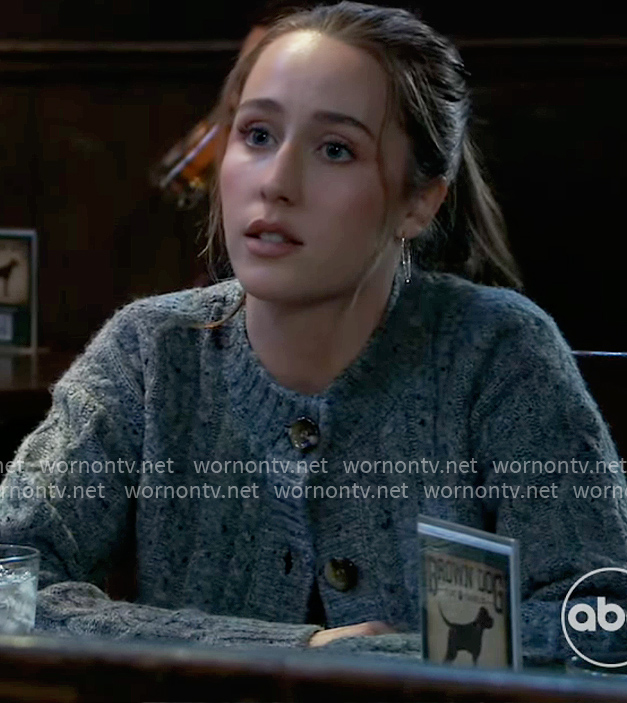 Josslyn's grey cable knit cardigan on General Hospital