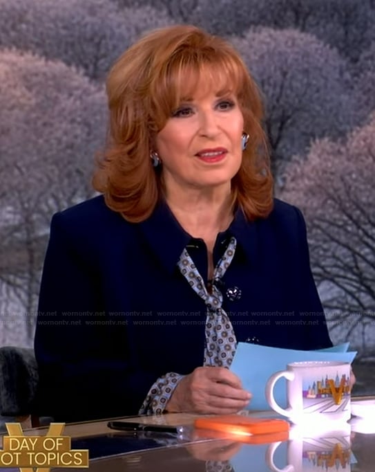 Joy's blue scarf jacket on The View