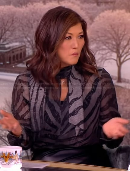 Juju Chang's gray zebra stripe blouse on The View