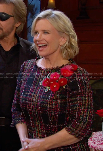 Kayla's floral applique tweed dress on Days of our Lives