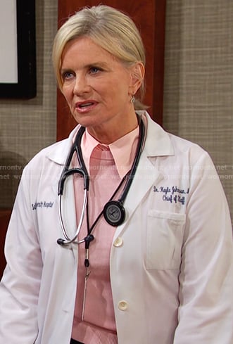 Kayla's pink stripe collared sweater on Days of our Lives