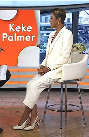 Keke Palmer's white slingback heel pumps on Today
