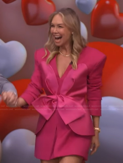 Kym Johnson-Herjavec's pink bow front dress on Live with Kelly and Mark