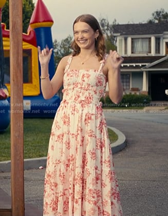 Lauren's white floral tie strap dress on The Burbs
