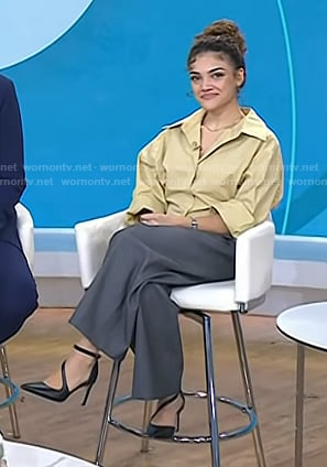 Laurie Hernandez's black strappy pumps on Today