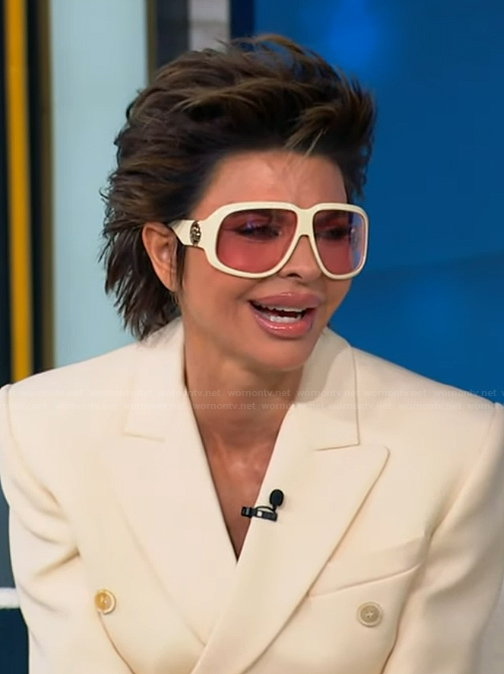 Lisa Rinna's white sunglasses on Tamron Hall Show