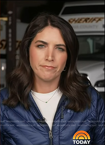 Liz's navy chevron down jacket on Today