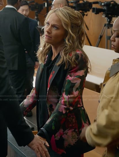 Lorna's black floral print blazer on The Lincoln Lawyer