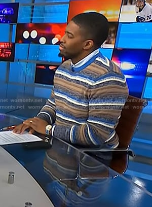Marquise's blue and brown striped sweater on NBC News Daily