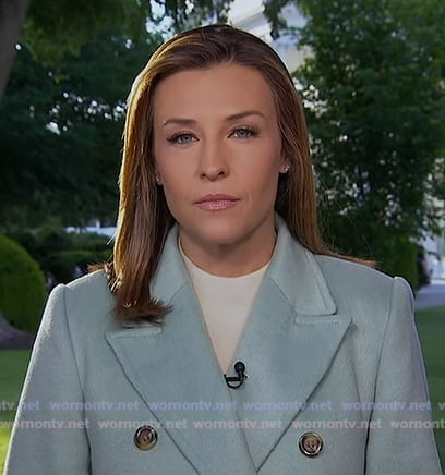 Mary's blue double breasted coat on Good Morning America