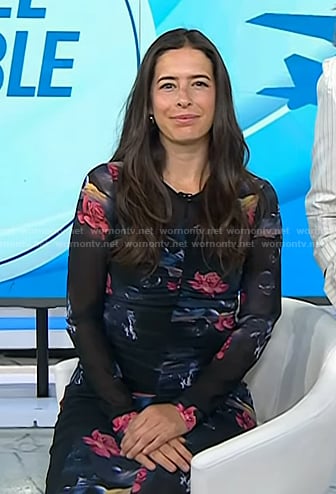 Megan Spurrell's black floral mesh midi dress on Today
