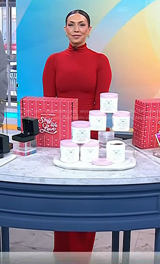 Melissa's red turtleneck maxi dress on Today