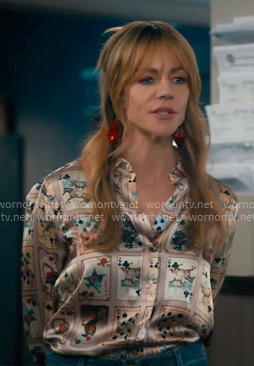 Morgan's playing cards print shirt on High Potential