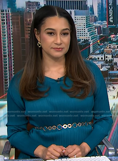 Morgan's teal pleated dress on NBC News Daily