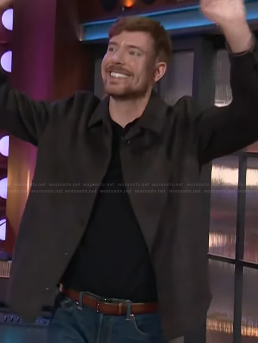 MrBeast's brown plaid jacket on The Kelly Clarkson Show
