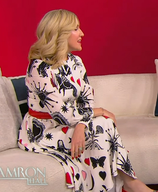 Nicole McNichols' white printed dress on Tamron Hall Show