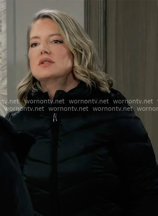 Nina's black puffer jacket on General Hospital