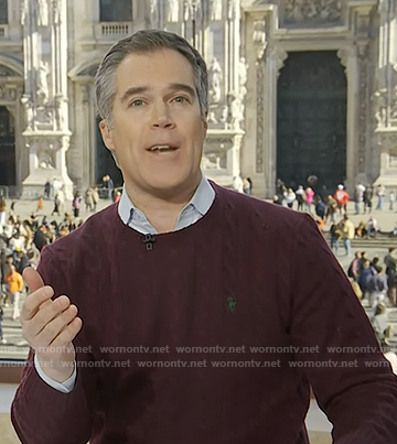 Peter's burgundy cable knit sweater on Today