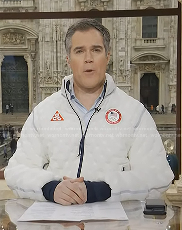 Peter's white puffer jacket on Today