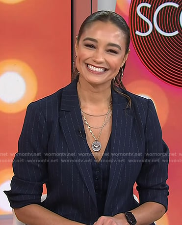 Rachel Smith's navy pinstripe blazer and pants on Today