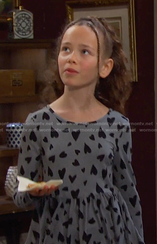 Rachel's grey heart print dress on Days of our Lives