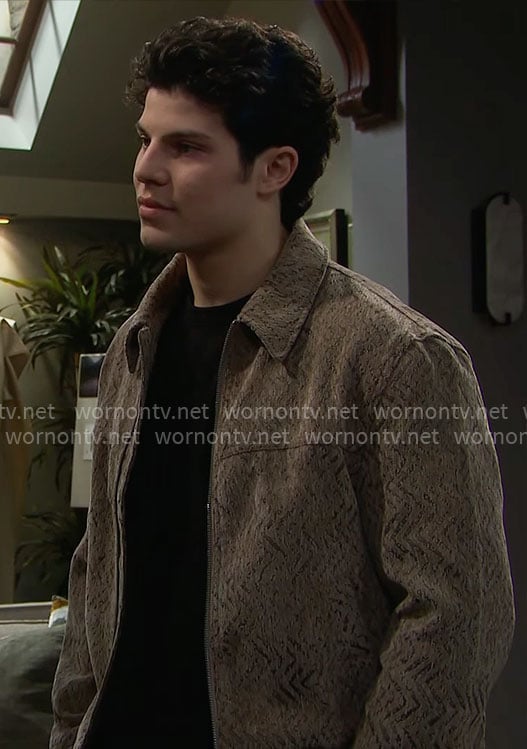 RJ's taupe textured jacket on The Bold and the Beautiful