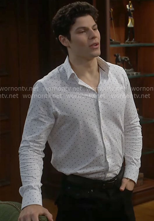 RJ's white dotted shirt on The Bold and the Beautiful