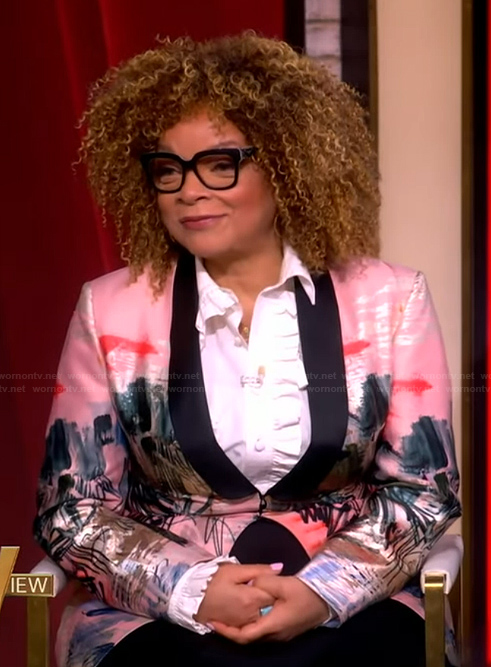 Ruth Carter's pink abstract print blazer on The View