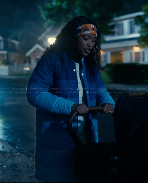 Samira's blue padded coat on The Burbs
