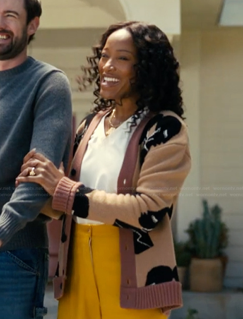 Samira's brown face silhouette cardigan on The Burbs