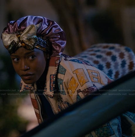 Samira's white quilted jacket on The Burbs