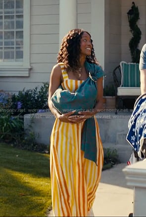 SAmira's yellow striped midi dress on The Burbs