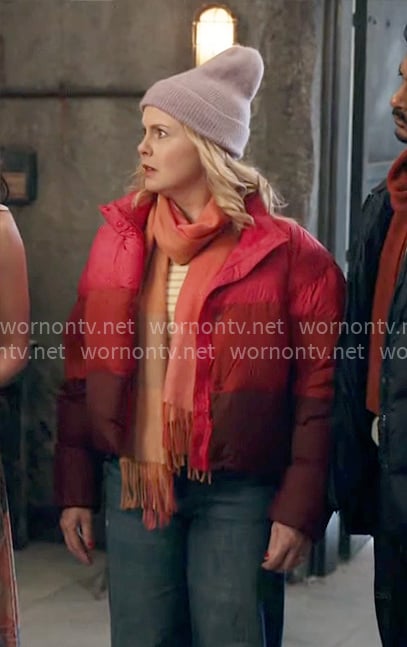 Sam's pink puffer jacket on Ghosts