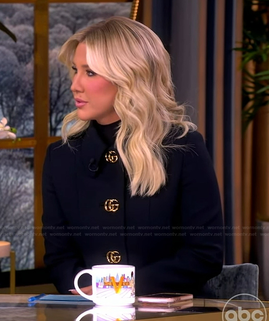 Savannah Chrisley's black GG logo jacket and skirt on The View