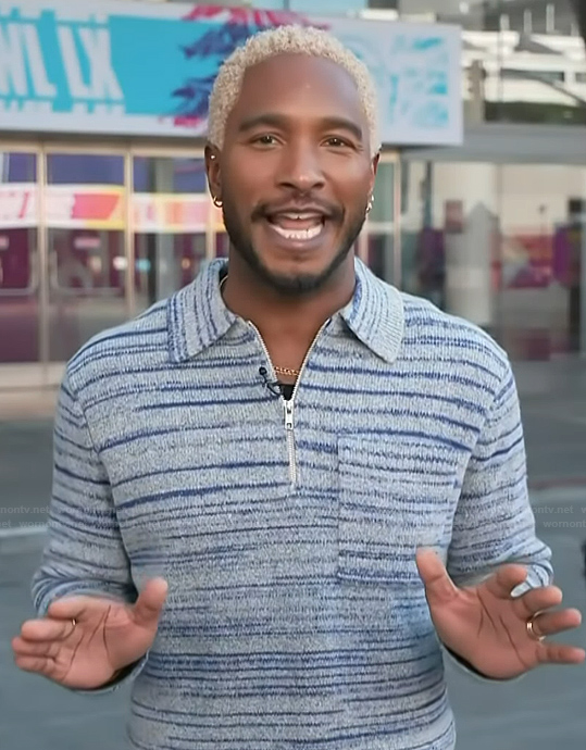Scott's striped polo sweater on Access Hollywood