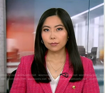 Selina Wang's pink tweed blazer on Good Morning America